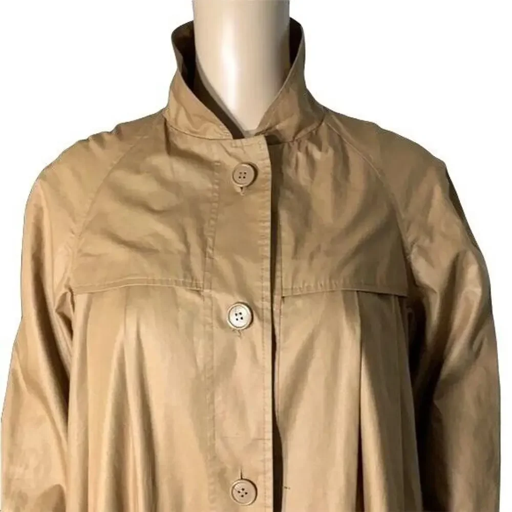 Vintage Tres Elle Womens Full Length Trench Coat Jacket Tan Brown Size 9 10 - Picture 9 of 12